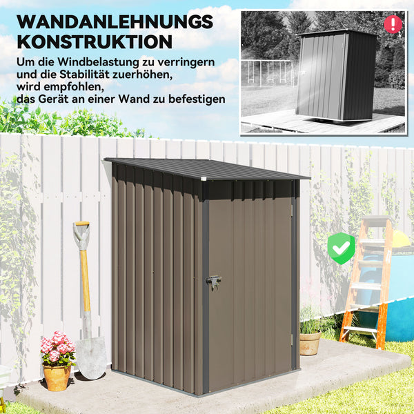 Geräteschuppen Metall für Garten 100x103x160cm braun