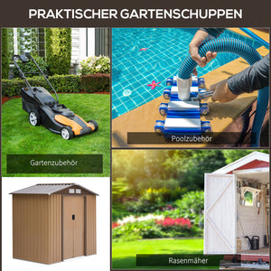Geräteschuppen Metall mit Schiebetüren 2,1x1,3m gelb