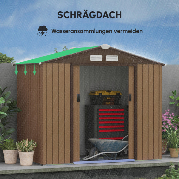 Geräteschuppen Metall mit Schiebetüren 2,1x1,3m gelb