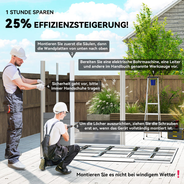 Geräteschuppen Metall wetterfest rostfrei abschliessbar 2,4x2m