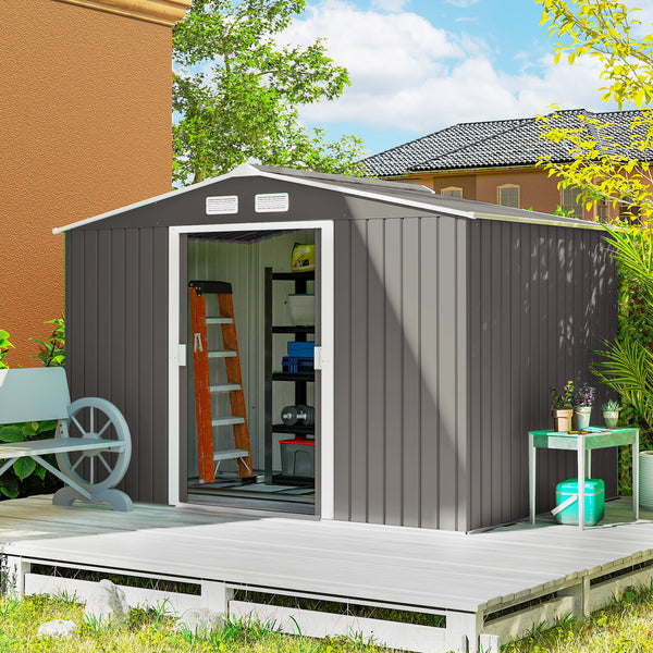 Geräteschuppen Gartenhaus mit Schiebetür 2,8x2m Metall grau