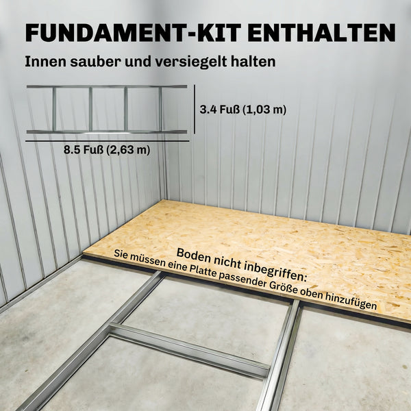 Geräteschuppen Gartenhaus mit Schiebetür 2,8x2m Metall grau