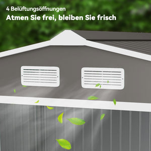 Geräteschuppen Gartenhaus mit Schiebetür 2,8x2m Metall grau