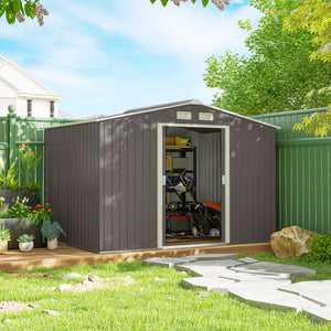 Geräteschuppen Gartenhaus mit Schiebetür 2,8x2m Metall grau