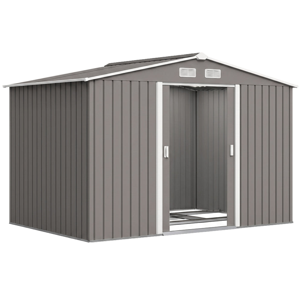 Geräteschuppen Gartenhaus mit Schiebetür 2,8x2m Metall grau
