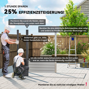 Geräteschuppen mit Doppeltür wetterfest für Garten Stahl grau