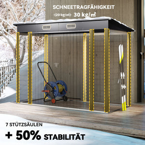 Geräteschuppen mit Doppeltür wetterfest für Garten Stahl grau