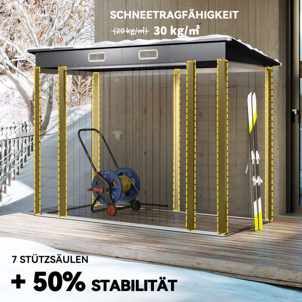 Geräteschuppen mit Doppeltür wetterfest für Garten Stahl grau