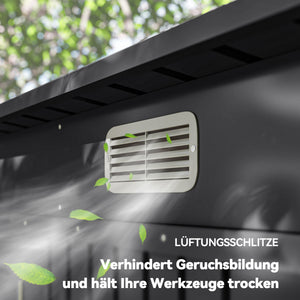 Geräteschuppen mit Doppeltür wetterfest für Garten Stahl grau