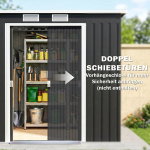 Geräteschuppen mit Schiebetüren und Lüftungsfenster Stahl dunkelgrau