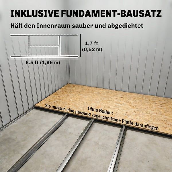 Geräteschuppen mit Schiebetüren und Lüftungsfenster Stahl dunkelgrau