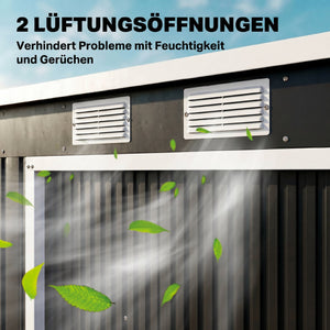 Geräteschuppen mit Schiebetüren und Lüftungsfenster Stahl dunkelgrau