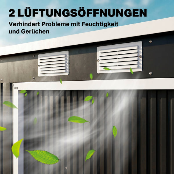 Geräteschuppen mit Schiebetüren und Lüftungsfenster Stahl dunkelgrau