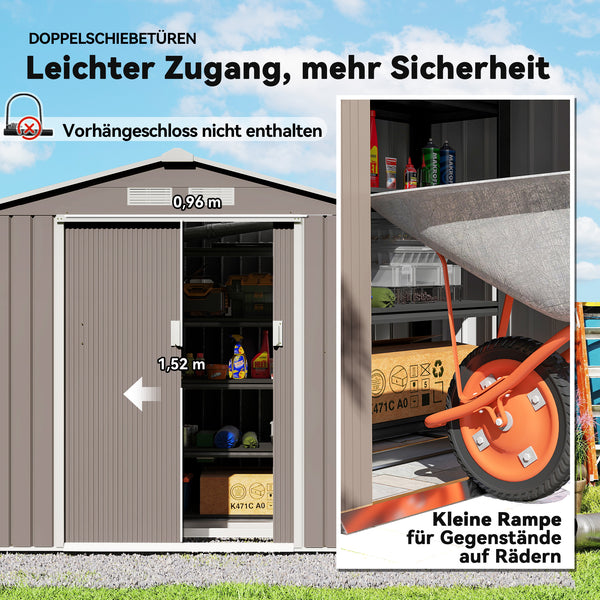 Geräteschuppen Metall mit Schiebetüren ca 2x1m grau