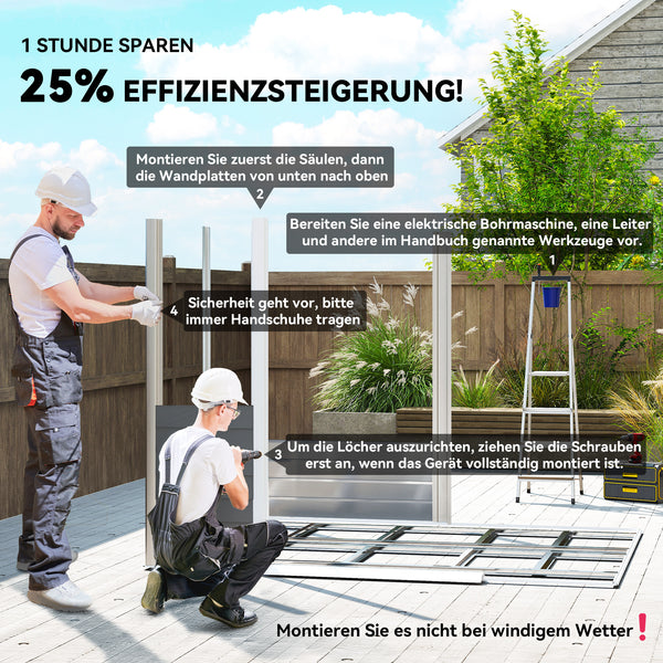 Geräteschuppen Metall wetterfest abschliessbar dunkelgrau