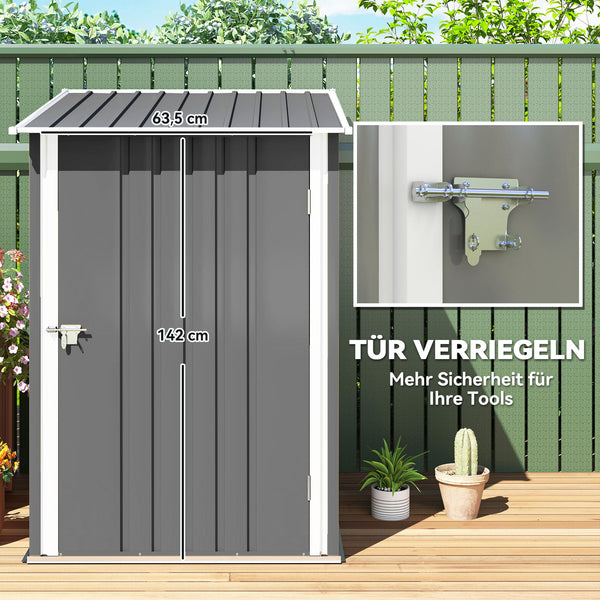 Geräteschuppen Metall klein für Garten grau