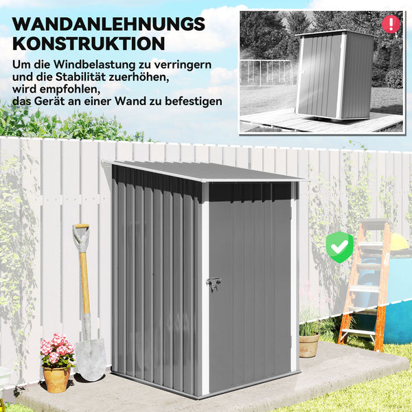 Geräteschuppen Metall klein für Garten grau