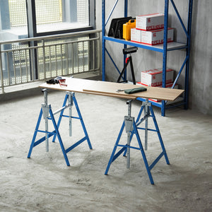 Gerüstbock 2er-Set höhenverstellbar Blau