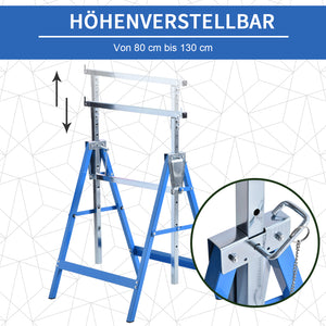 Gerüstbock 2er-Set höhenverstellbar Blau
