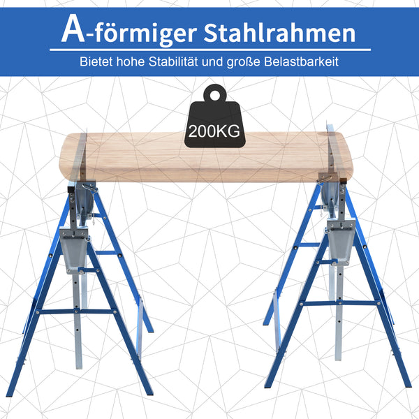 Gerüstbock 2er-Set höhenverstellbar Blau