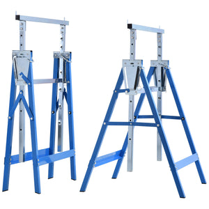 Gerüstbock 2er-Set höhenverstellbar Blau