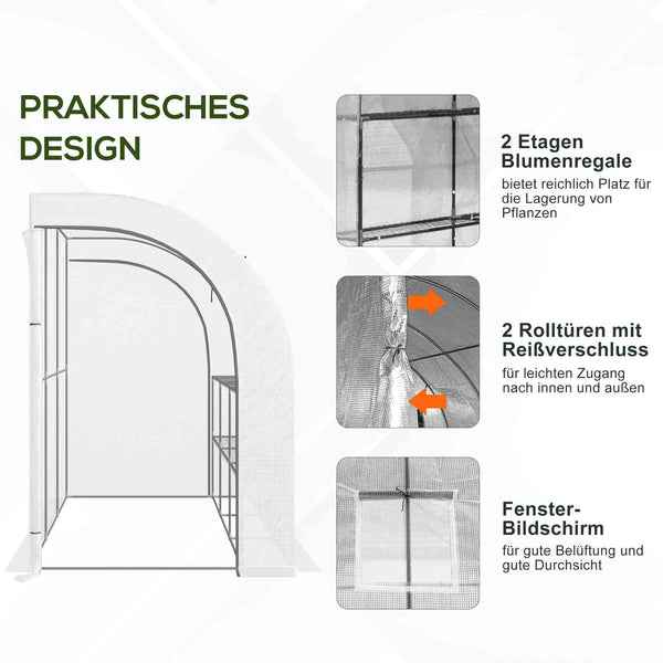 Gewächshaus mit 3 Etagen UV-beständig für Garten und Balkon
