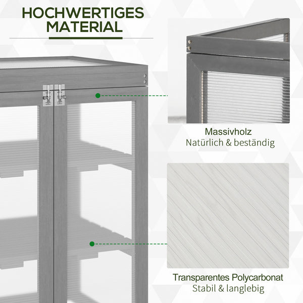 Gewächshaus 3-stufig wetterfest Dunkelgrau