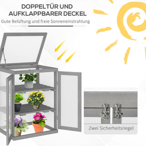 Gewächshaus 3-stufig wetterfest Dunkelgrau