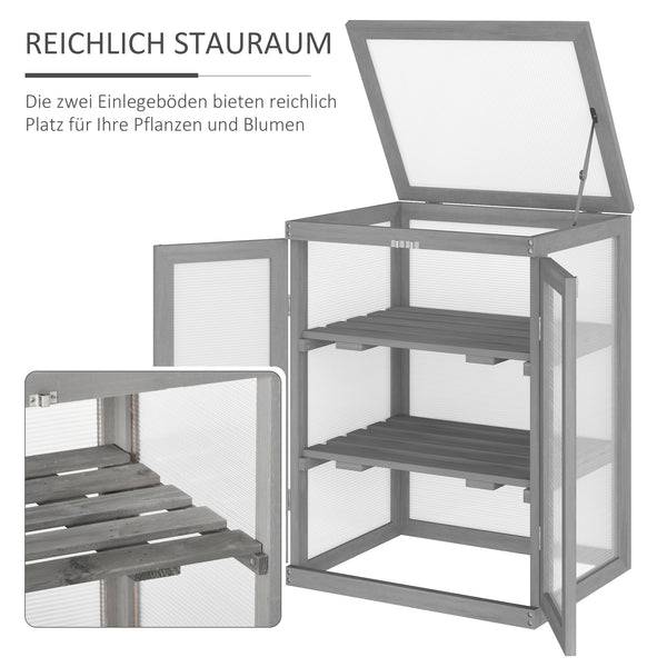 Gewächshaus 3-stufig wetterfest Dunkelgrau