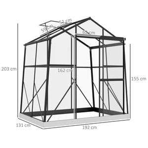 Gewächshaus Aluminium 131x192x203cm Treibhaus 2.51m²