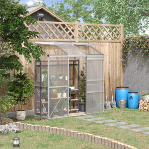 Gewächshaus Anbau mit Schiebetür und Dachfenster Polycarbonat