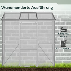 Gewächshaus Anbau mit Schiebetür und Dachfenster Polycarbonat