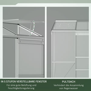 Gewächshaus Anbau mit Schiebetür und Dachfenster Polycarbonat