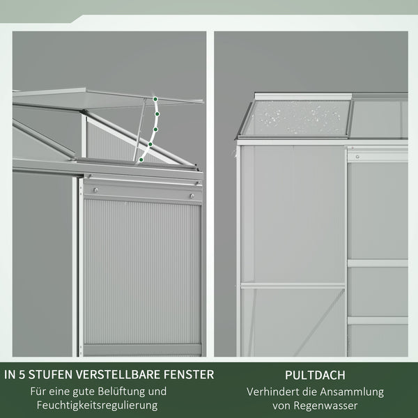 Gewächshaus Anbau mit Schiebetür und Dachfenster Polycarbonat