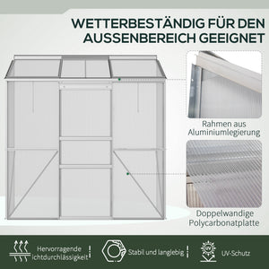 Gewächshaus Anbau mit Schiebetür und Dachfenster Polycarbonat