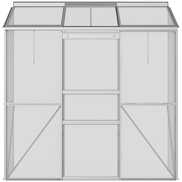 Gewächshaus Anbau mit Schiebetür und Dachfenster Polycarbonat