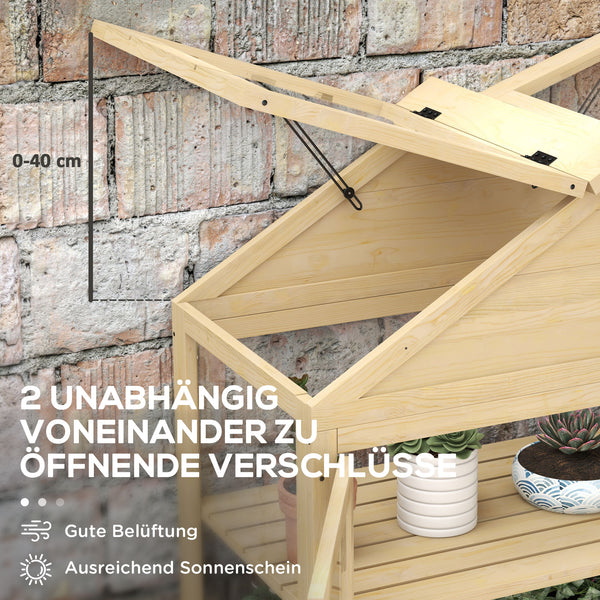Gewächshaus mit Regal und Dachfenster aus Holz und Acryl