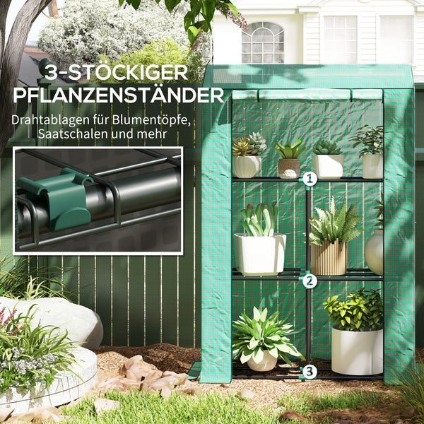 Gewächshaus kompakt mit Regal und UV-Schutz für Balkon und Garten