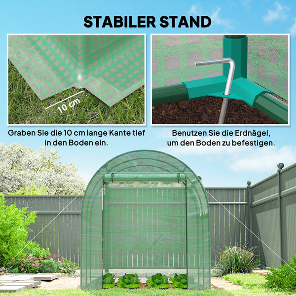 Gewächshaus tragbar mit Stahlrahmen und Kunststoffabdeckung