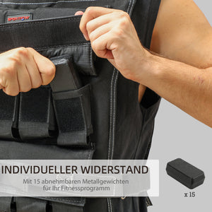 Weight vest 15kg adjustable with reflective stripes