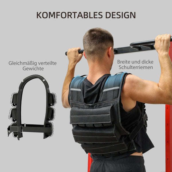 Weight vest 15kg adjustable with reflective stripes
