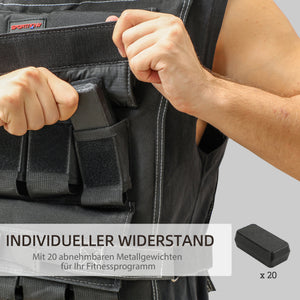 Adjustable 20kg weight vest with reflective stripes