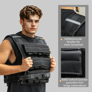 Adjustable 20kg weight vest with reflective stripes