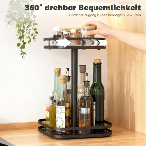 Gewürzregal drehbar 2-stufig für die Küche Metall schwarz
