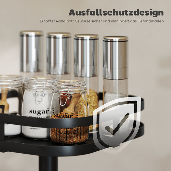 Gewürzregal drehbar 2-stufig für die Küche Metall schwarz