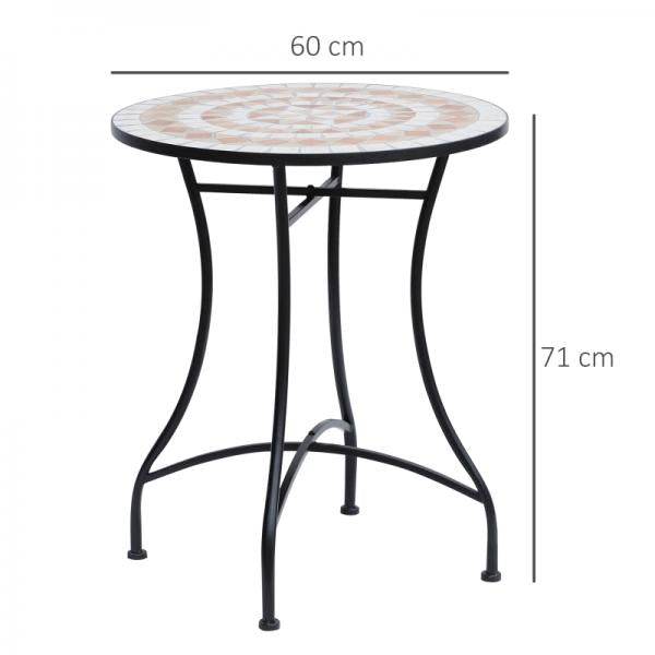 Gartentisch Balkontisch Mosaiktisch Seviertisch rund Stahl + Keramik
