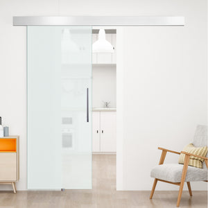 Glasschiebetür satiniert mit Griffstange 90x205cm