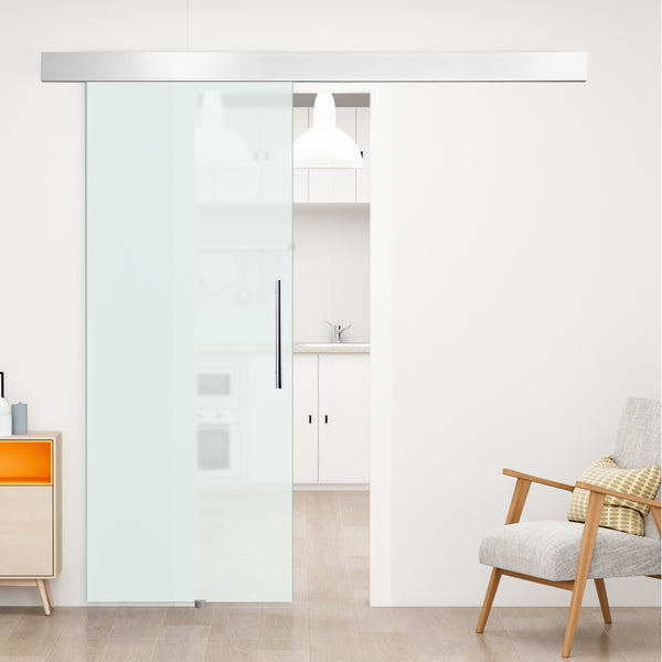 Glasschiebetür satiniert mit Griffstange 90x205cm