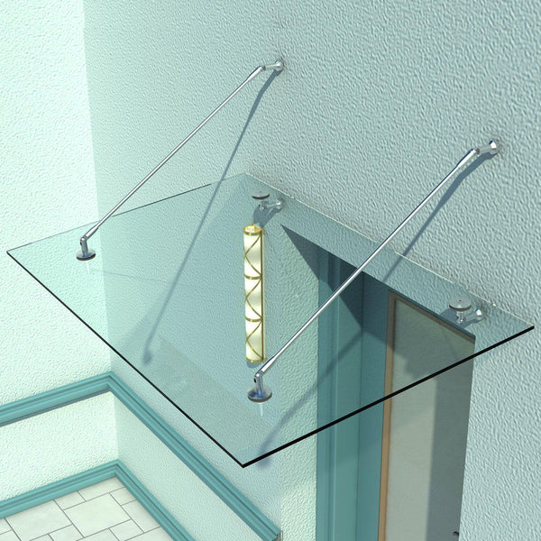 Glasvordach mit Edelstahl und gehärtetem Glas 150x90cm
