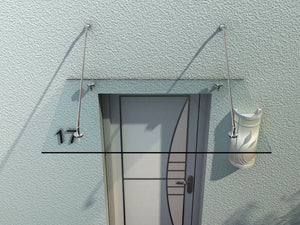 Glasvordach mit Edelstahl und gehärtetem Glas 150x90cm